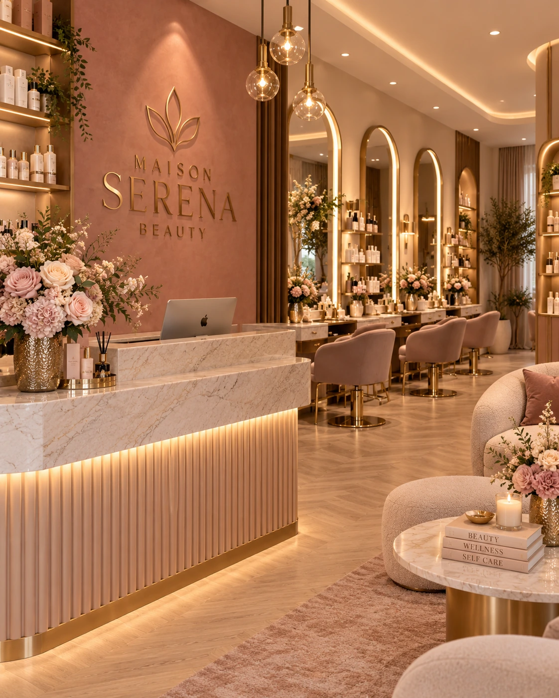 Conceito de ambiente Maison Serena com recepção acolhedora